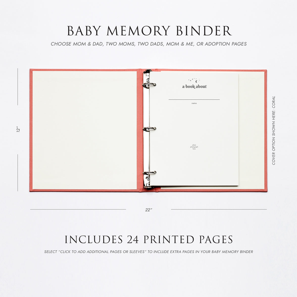 Personalized Baby Memory Binder | Cover: Coral Cotton | Select Your Own Pages