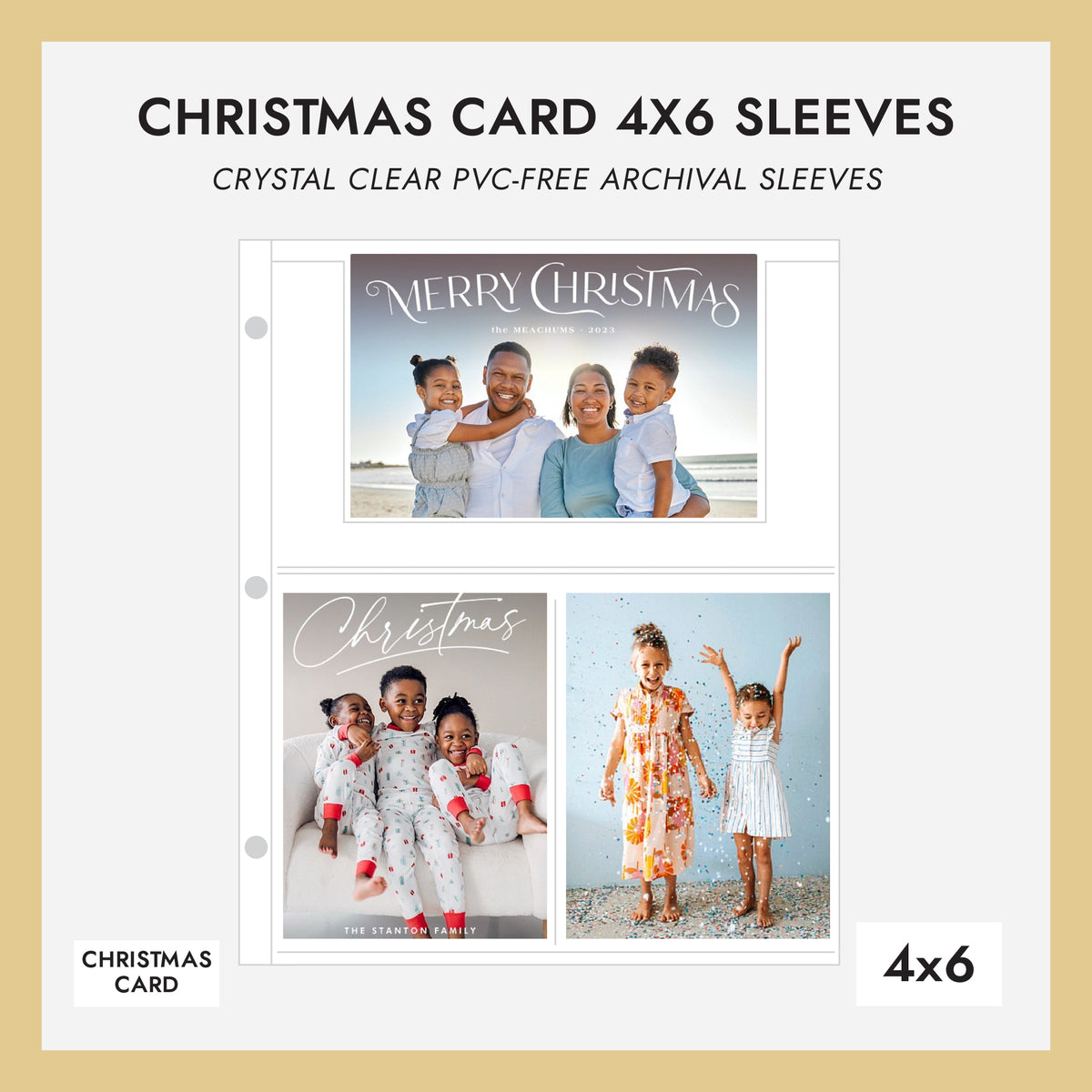 4x6 Christmas Card Album Sleeves (for 4x6 Cards) Set Of 10