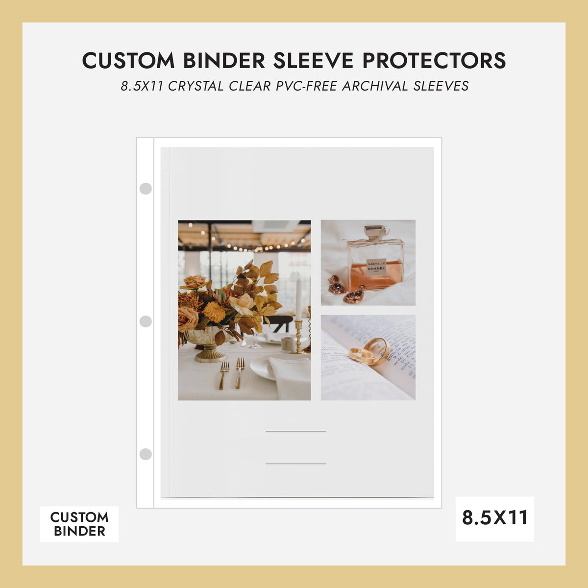 8.5x11 Custom Binder Sheet Protectors (for 8.5 x 11 Documents) Set Of 10