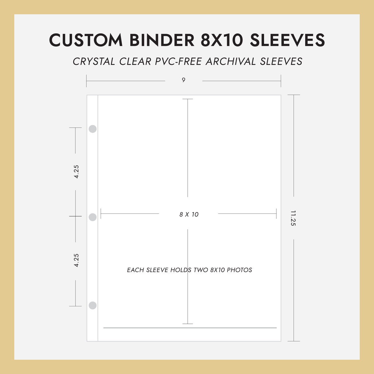 8x10 Custom Binder Sleeves (for 8x10 Photos) Set Of 10