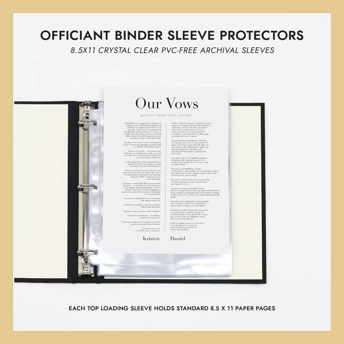 8.5x11 Officiant Binder Sheet Protectors (for 8.5 x 11 Documents) Set Of 10