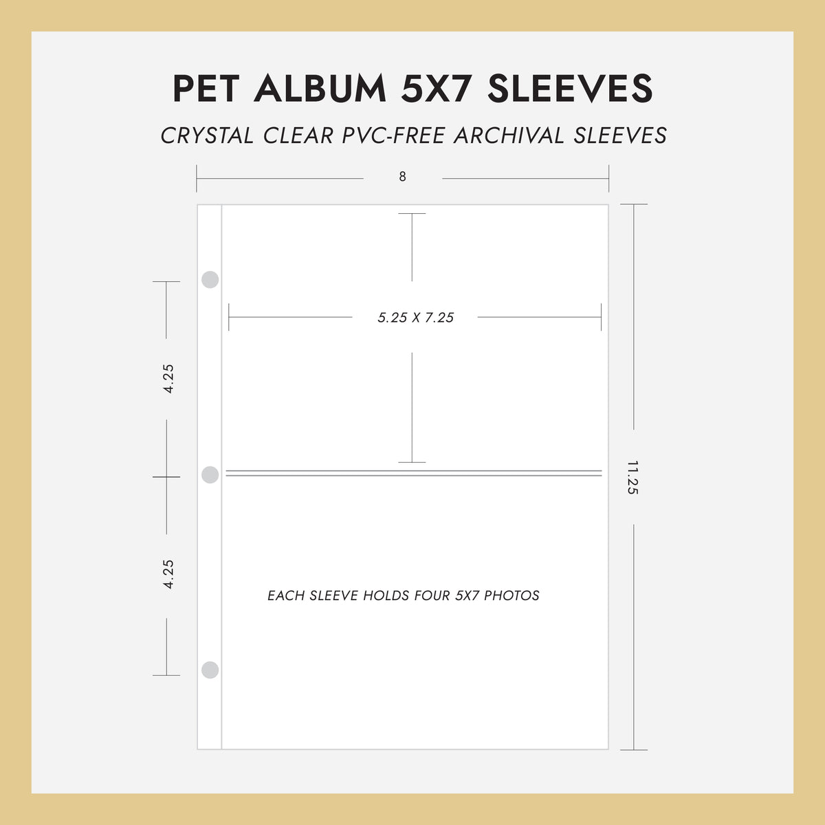 5x7 Pet Album Sleeves (for 5x7 Photos) Set Of 10