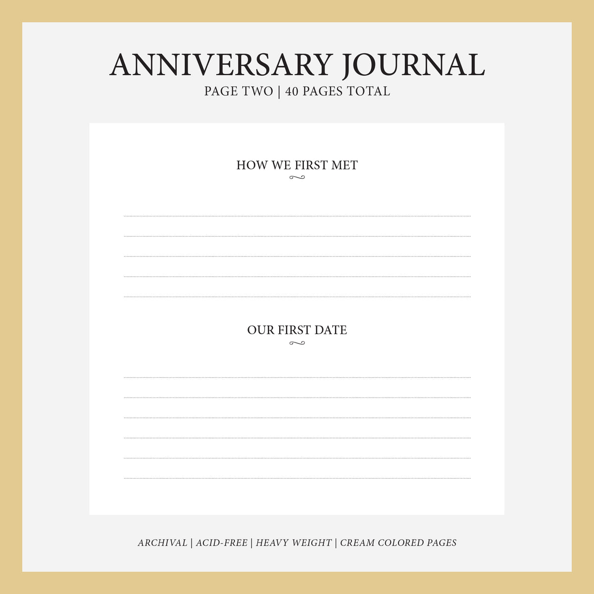 Anniversary Journal | Printed Cover: Ivory Corsage | Available Personalized
