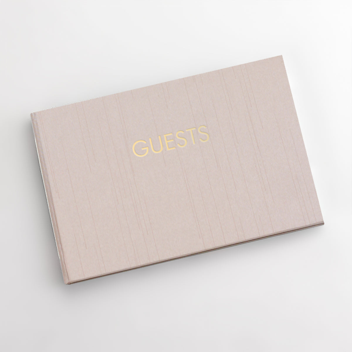 Guestbook Embossed with “Guests” | Cover: Blush Pink Silk | Available Personalized