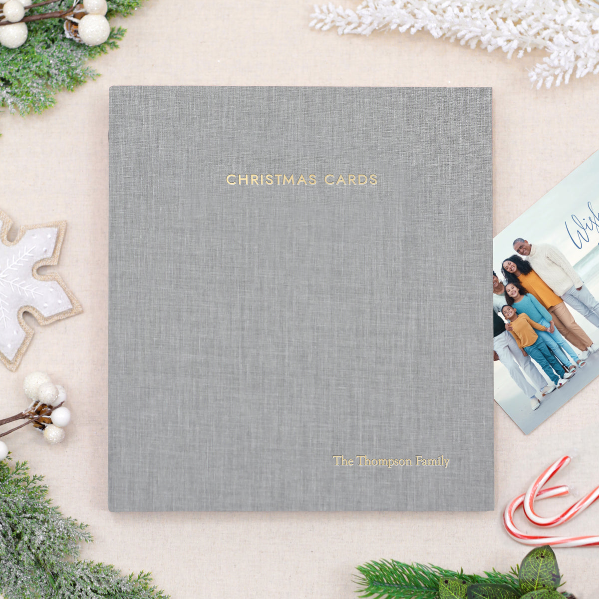 Christmas Card Album | Cover: Dove Gray Linen | Available Personalized