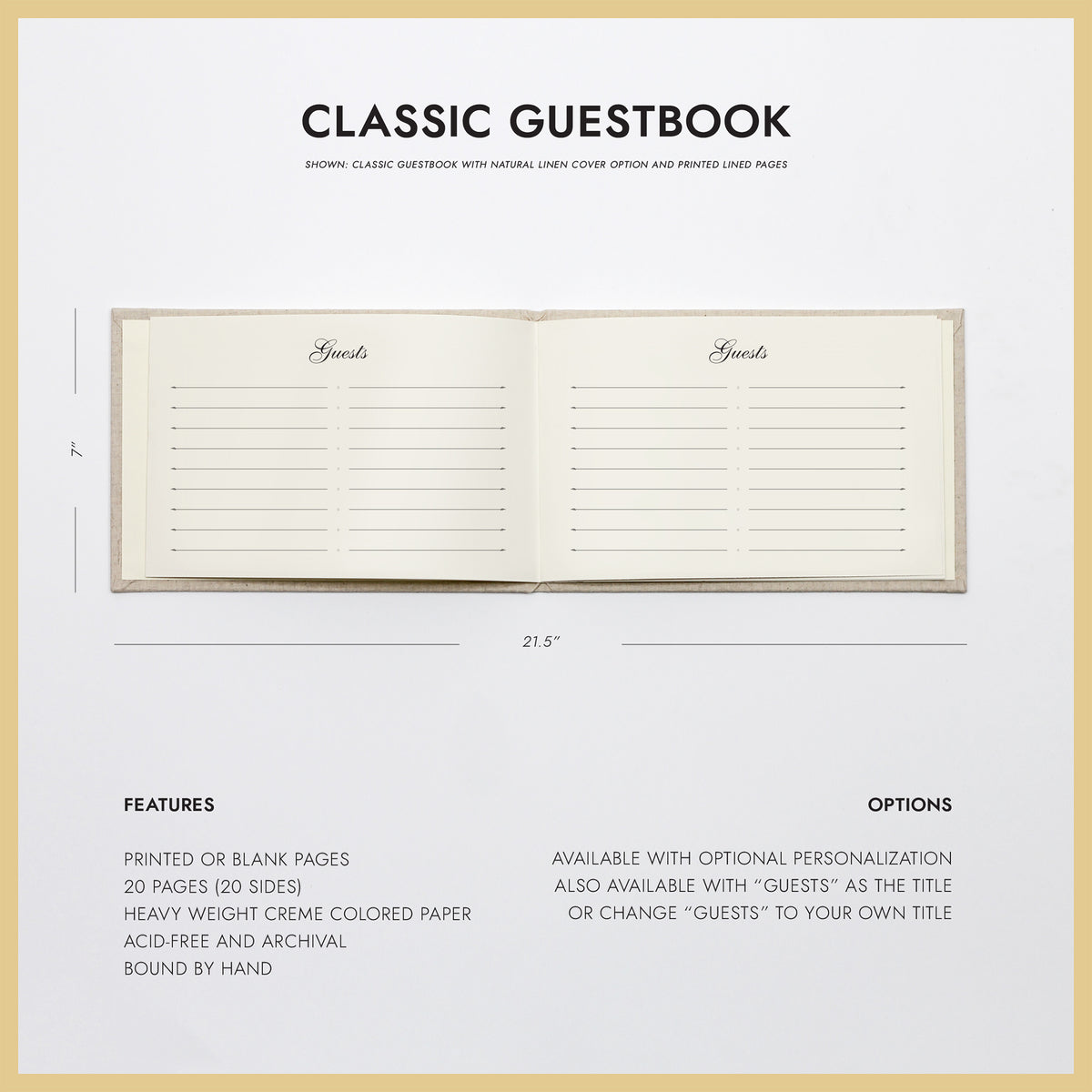 Classic Guestbook | Cover: Celery Cotton | Available Personalized