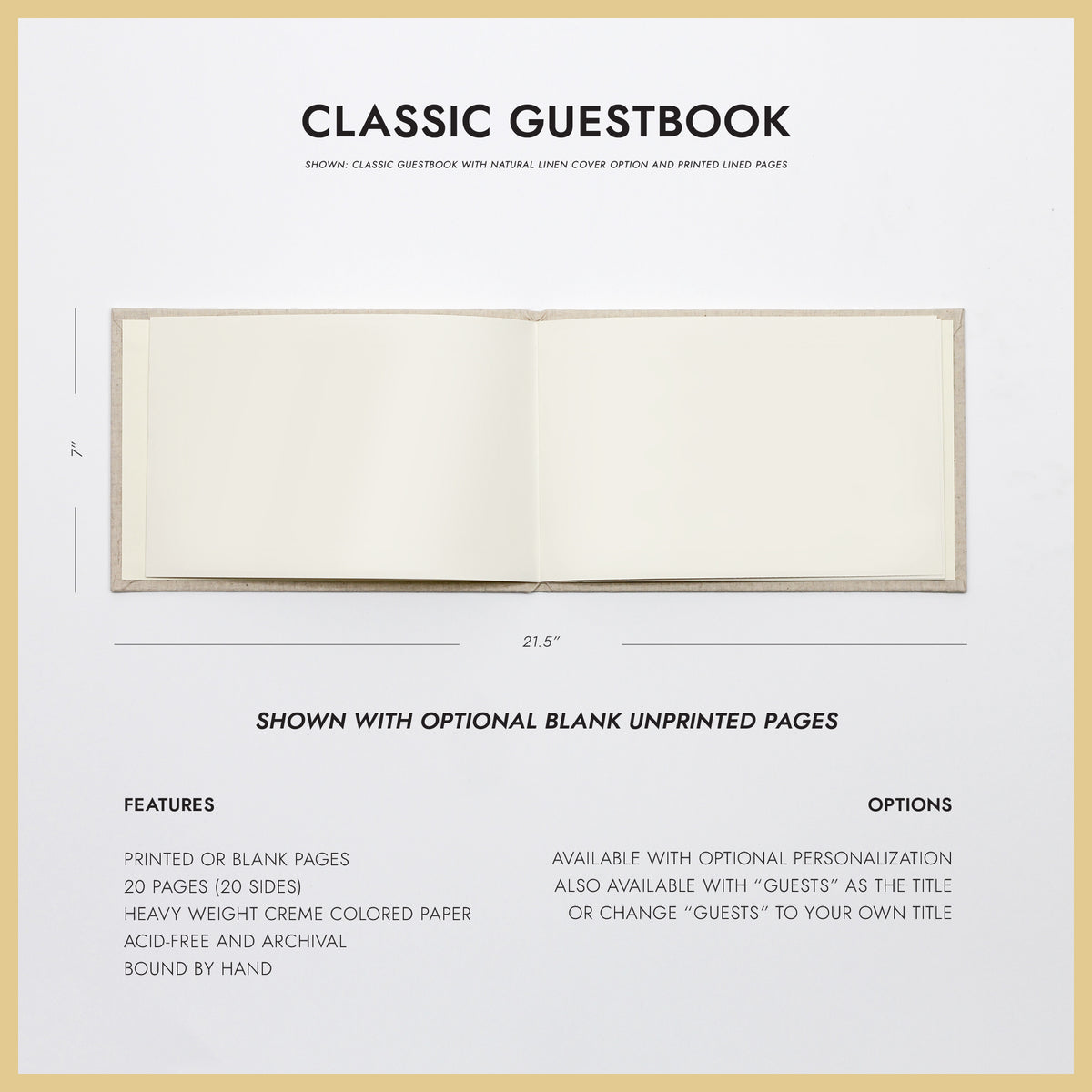 Classic Guestbook | Cover: Dove Gray Linen | Available Personalized