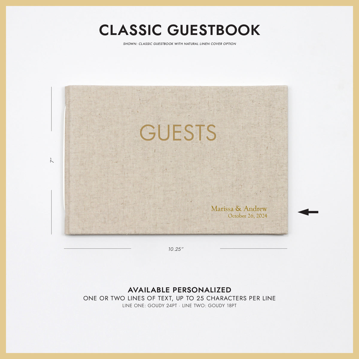 Classic Guestbook | Cover: Natural Linen | Available Personalized
