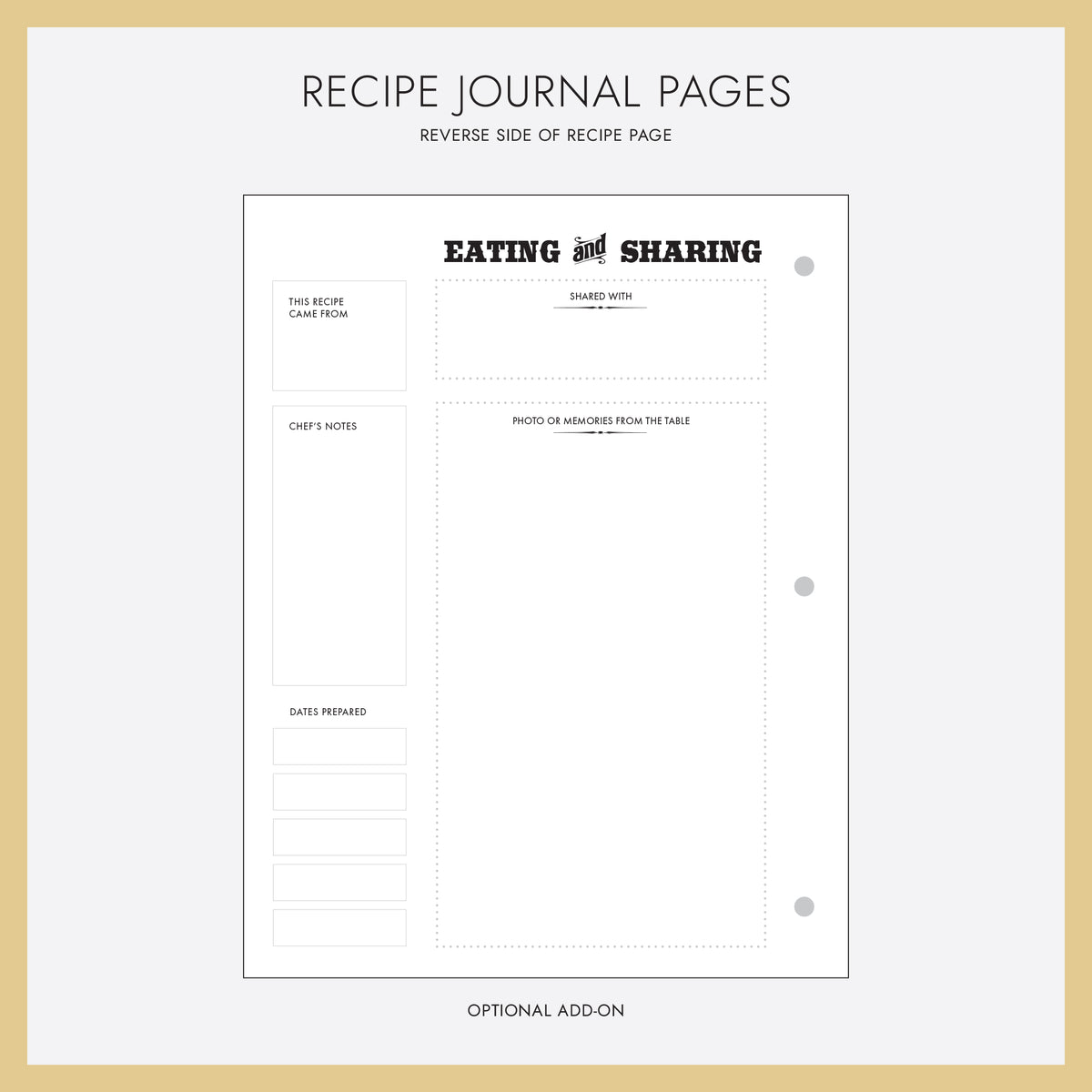 Recipe Journal Embossed with &quot;RECIPES&quot; covered with Dove Gray Linen