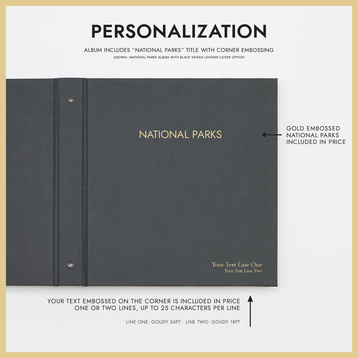 National Parks Album | Cover: Black Vegan Leather | Available Personalized