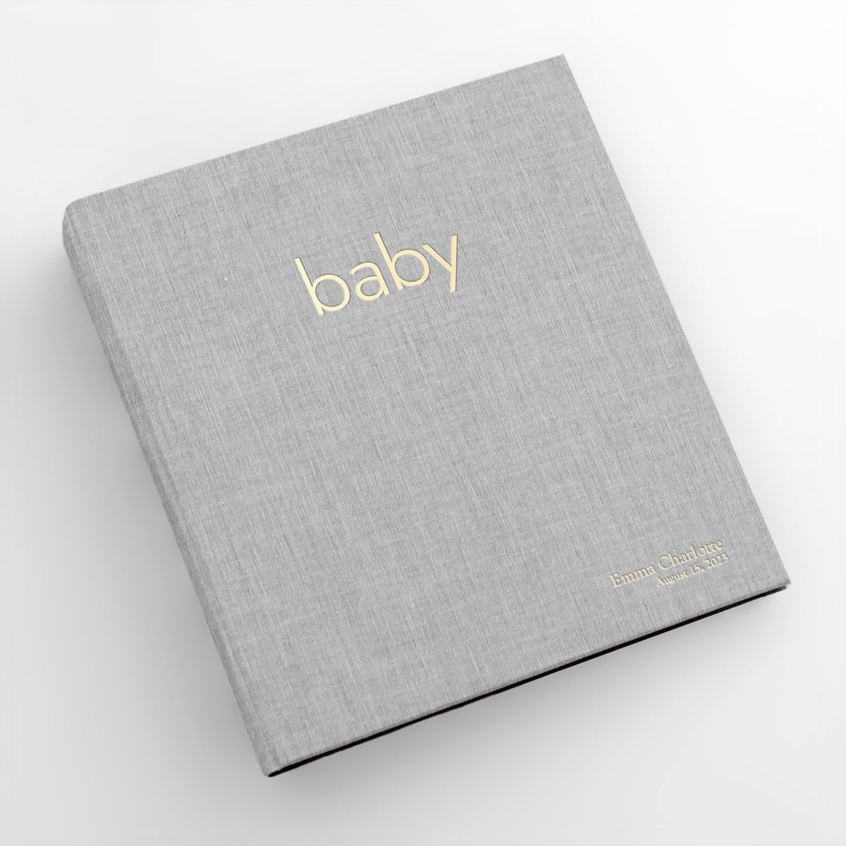 Personalized Baby Memory Binder | Cover: Dove Gray Linen | Select Your Own Pages