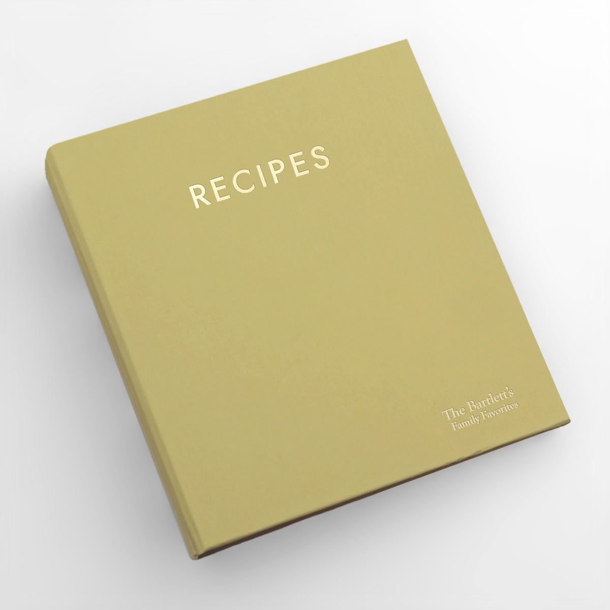 Recipe Journal Embossed with &quot;RECIPES&quot; covered with Celery Cotton