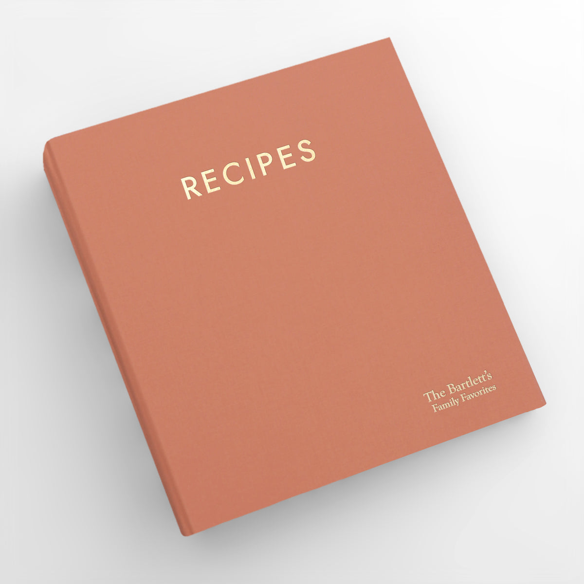 Recipe Journal Embossed with &quot;RECIPES&quot; covered with Coral Cotton