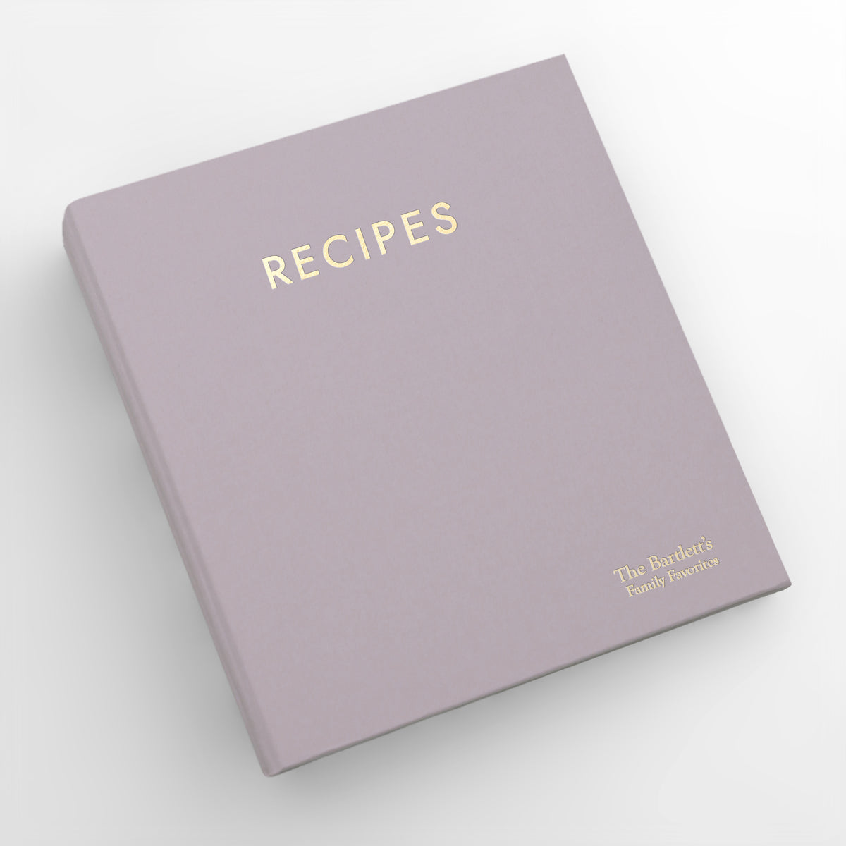 Recipe Journal Embossed with &quot;RECIPES&quot; covered with Lavender Cotton