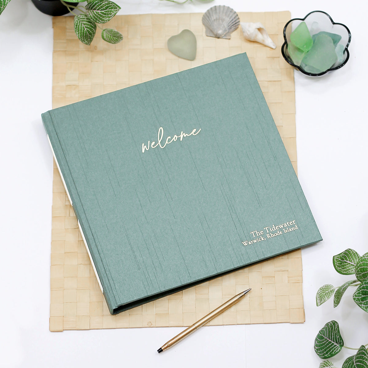 Welcome Guestbook with Misty Blue Silk Cover | AirBnB | Guest House | Gallery