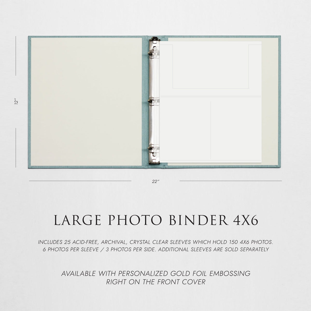 Large Photo Binder For 4x6 Photos | Cover: Pastel Blue Cotton | Available Personalized