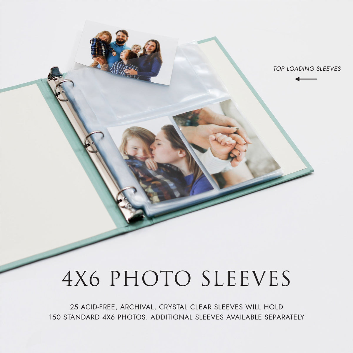 Large Photo Binder For 4x6 Photos | Cover: Black Vegan Leather | Available Personalized