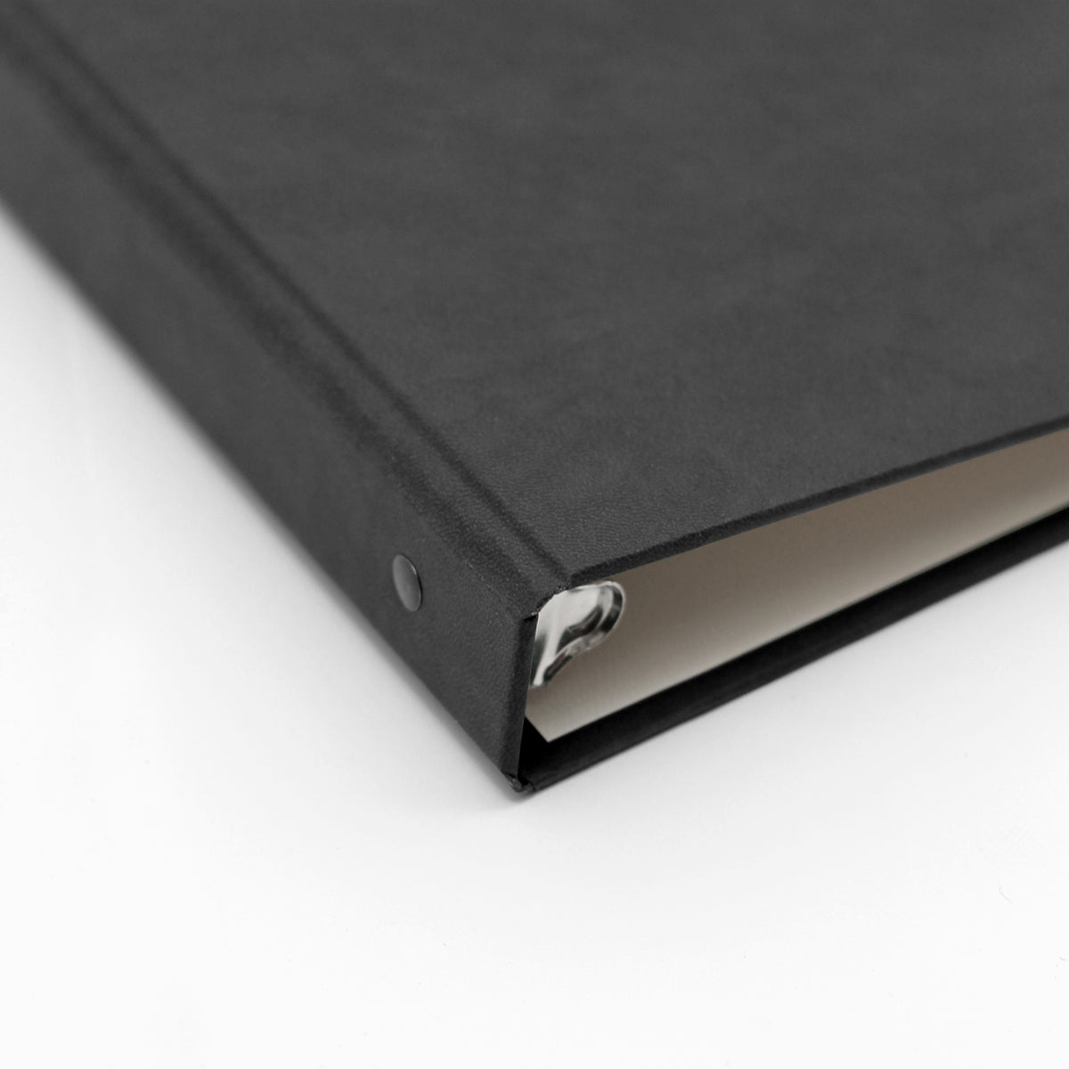 Storage Binder for Photos or Documents with Black Vegan Leather Cover