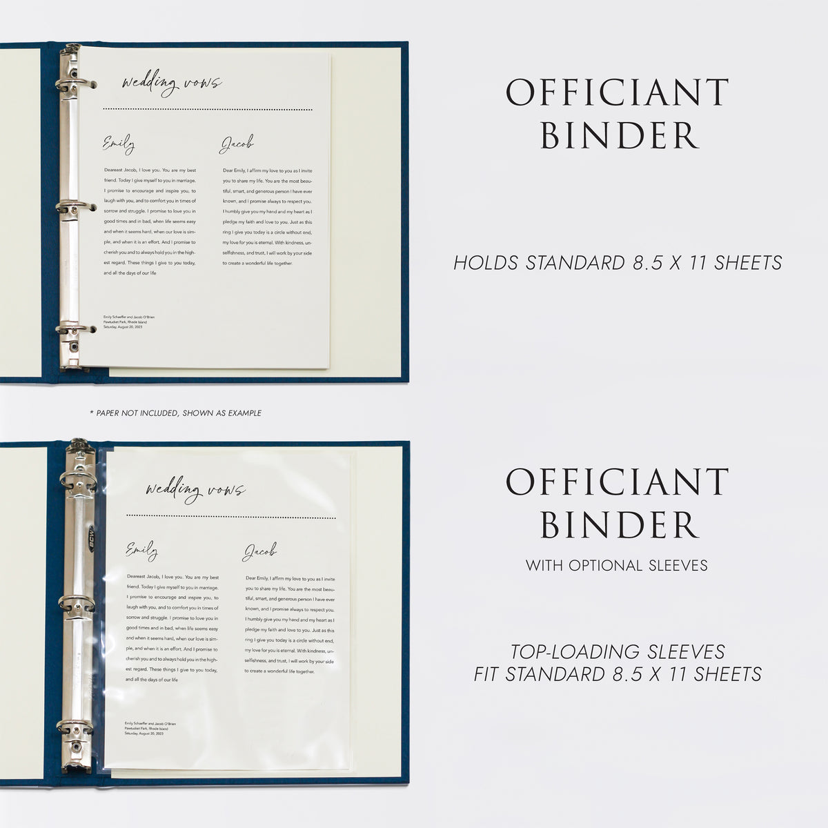 Officiant Binder | Cover: Pastel Blue Cotton | Available Personalized