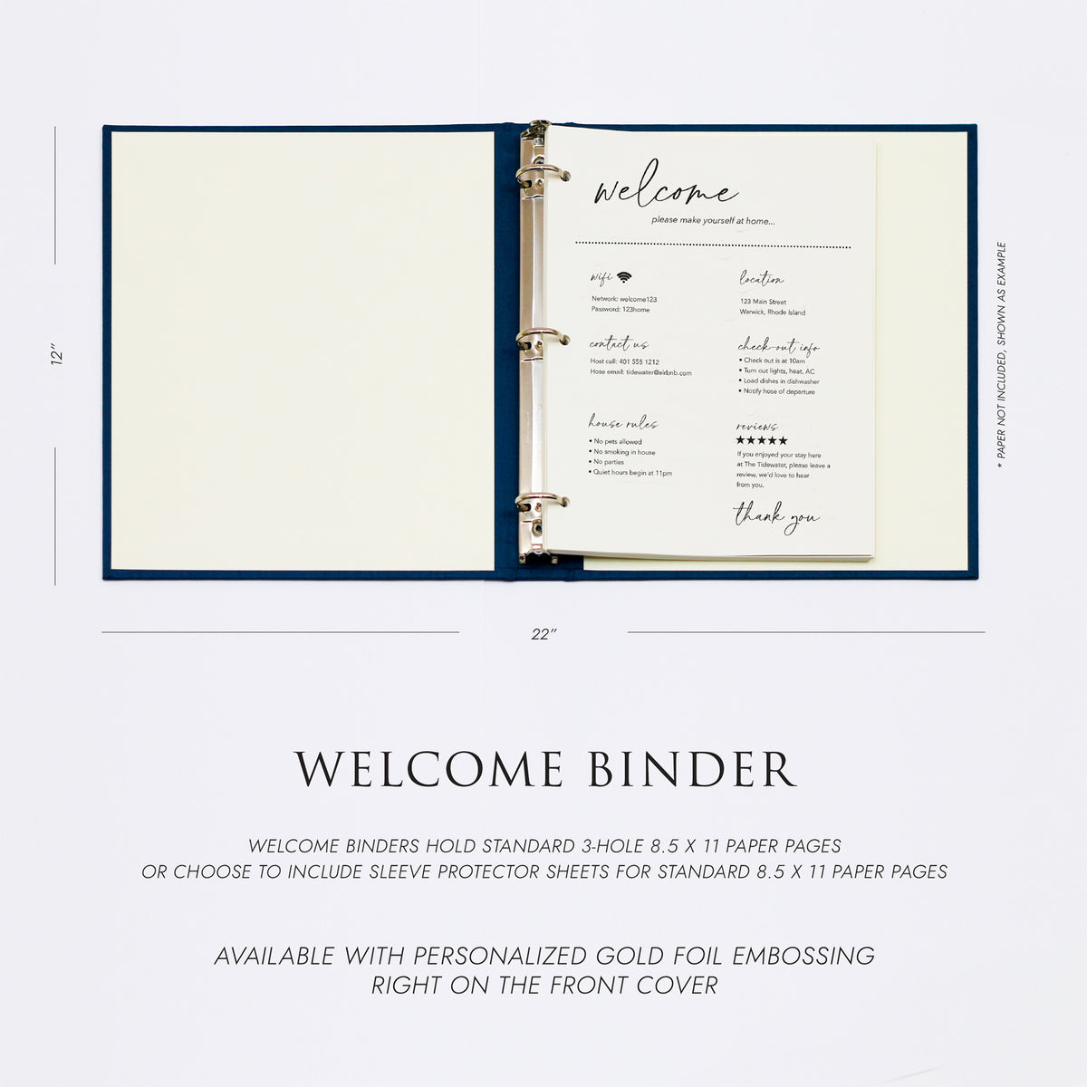 Welcome Binder with Dove Gray Linen | Home | Air BNB