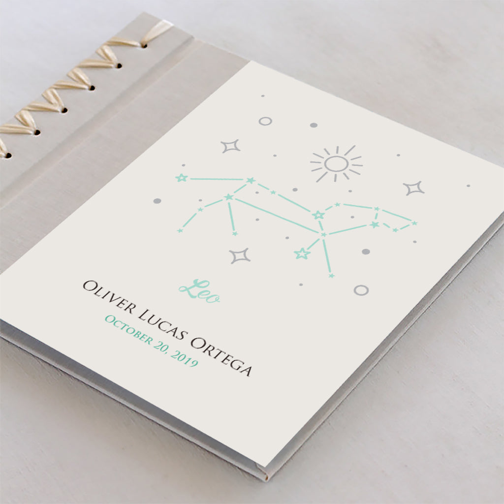 Baby&#39;s First Book | Printed Cover: Zodiac Stars (Blue) | Available Personalized