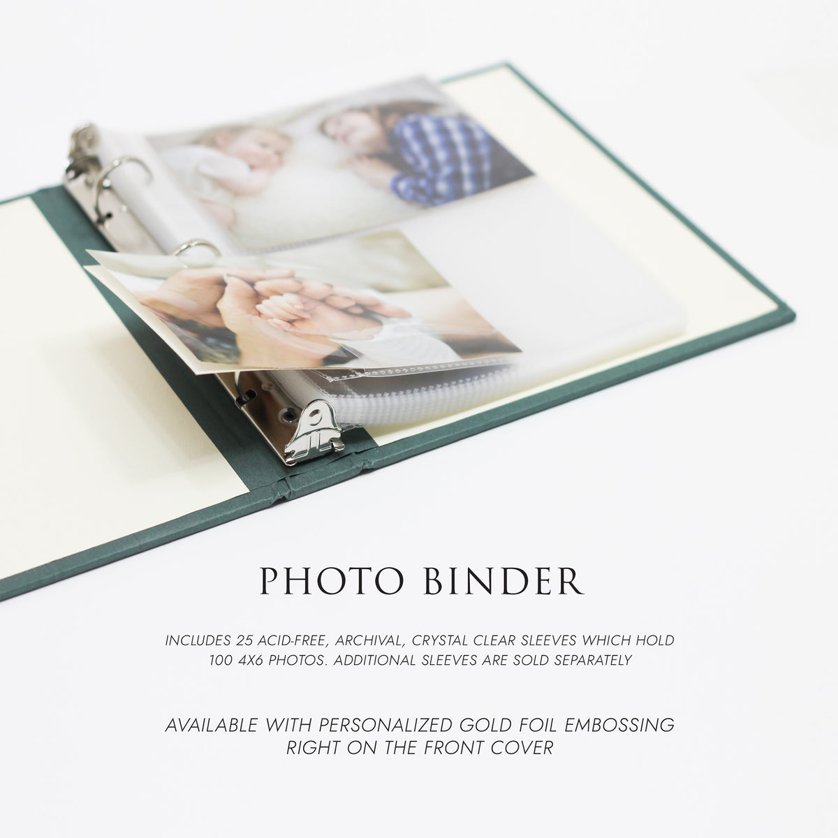 Medium Photo Binder For 4x6 Photos | Cover: Creme Vegan Leather | Available Personalized