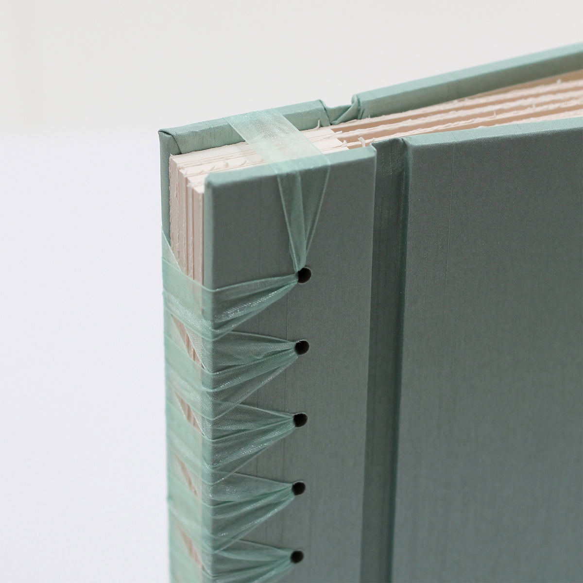 Large 10 x 15 Paper Page Album | Cover: Misty Blue Silk | Available Personalized