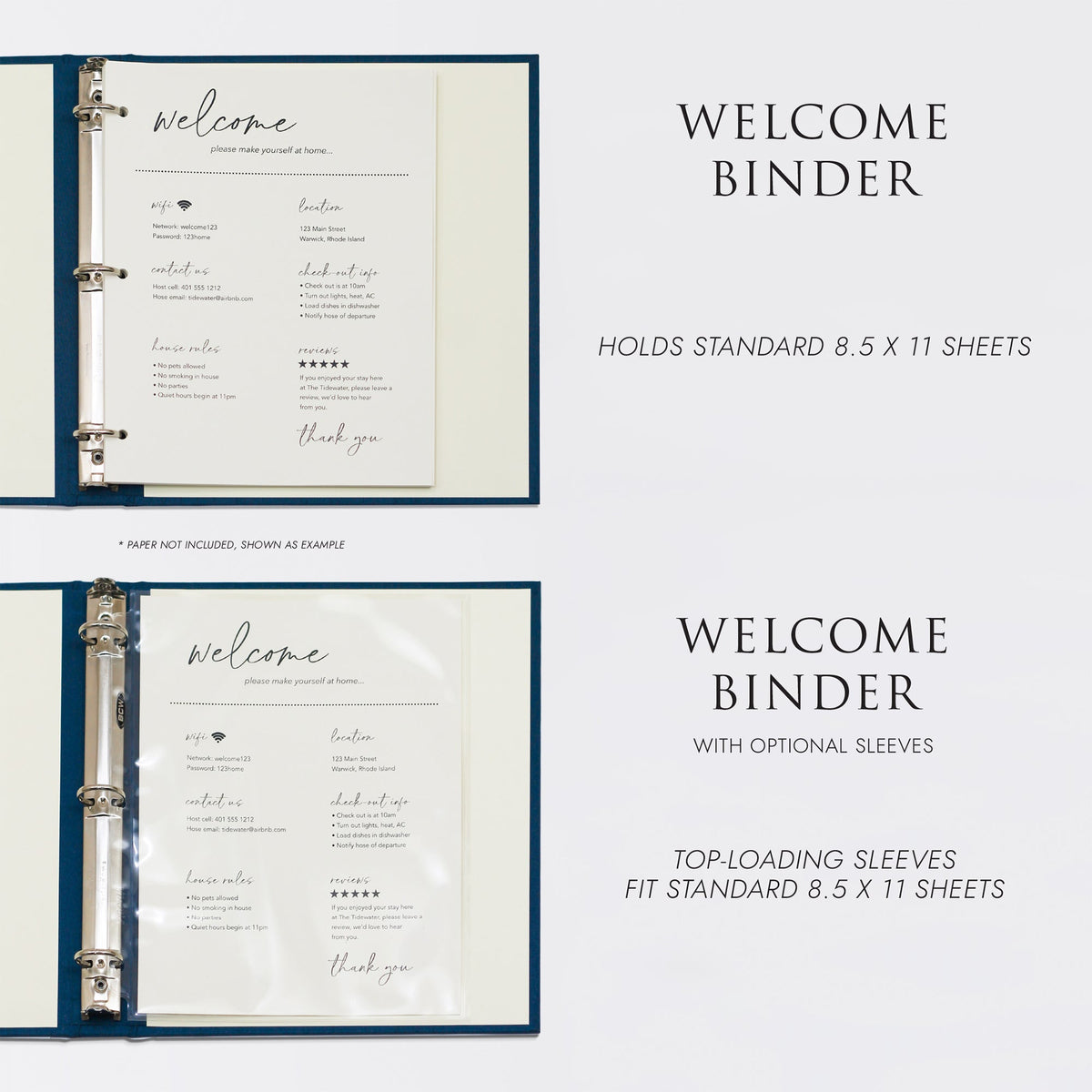 Welcome Binder with Black Vegan Leather | Home | Air BNB