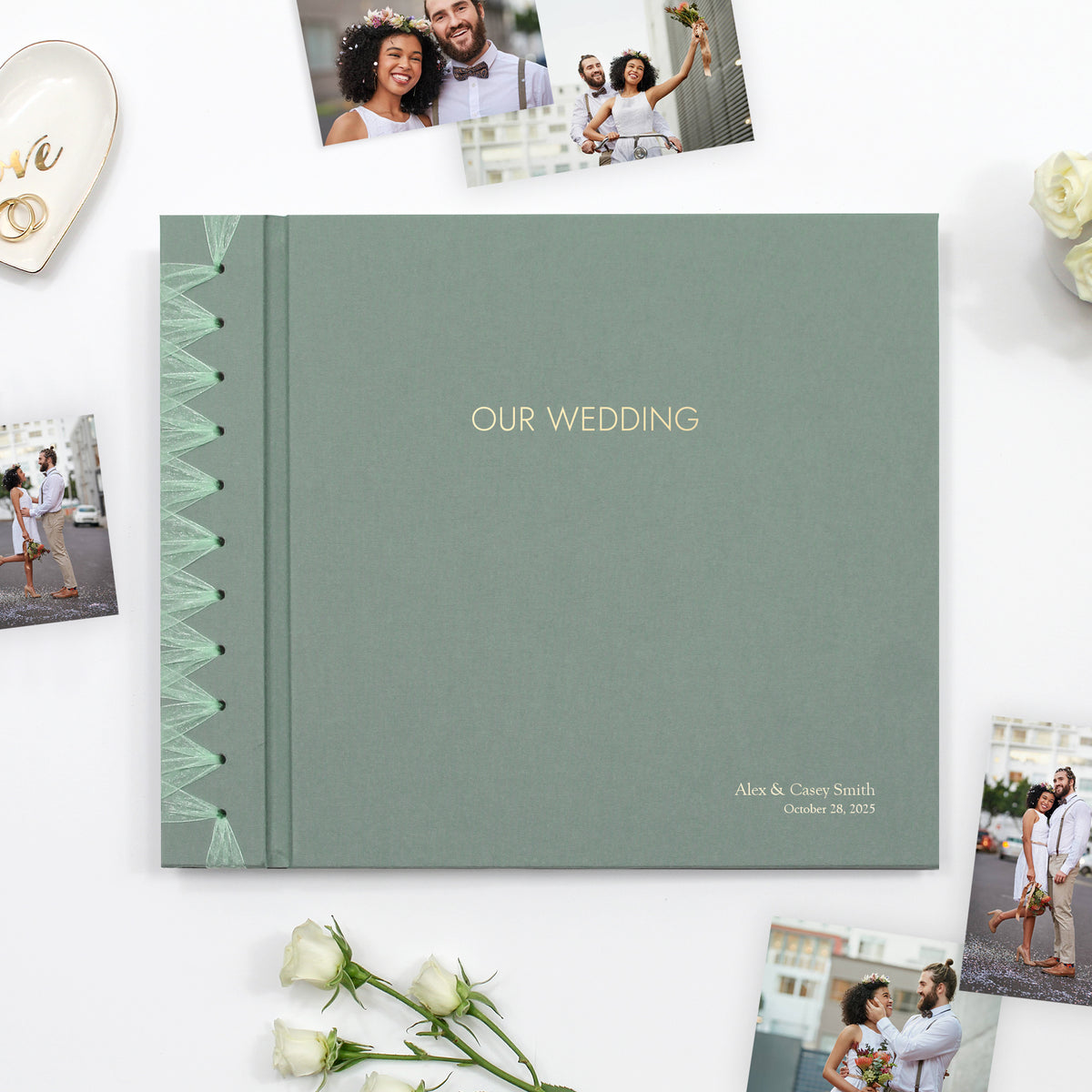 Wedding Album [12.5 x 14.75] Cover: Jade Green Cotton | Available Personalized