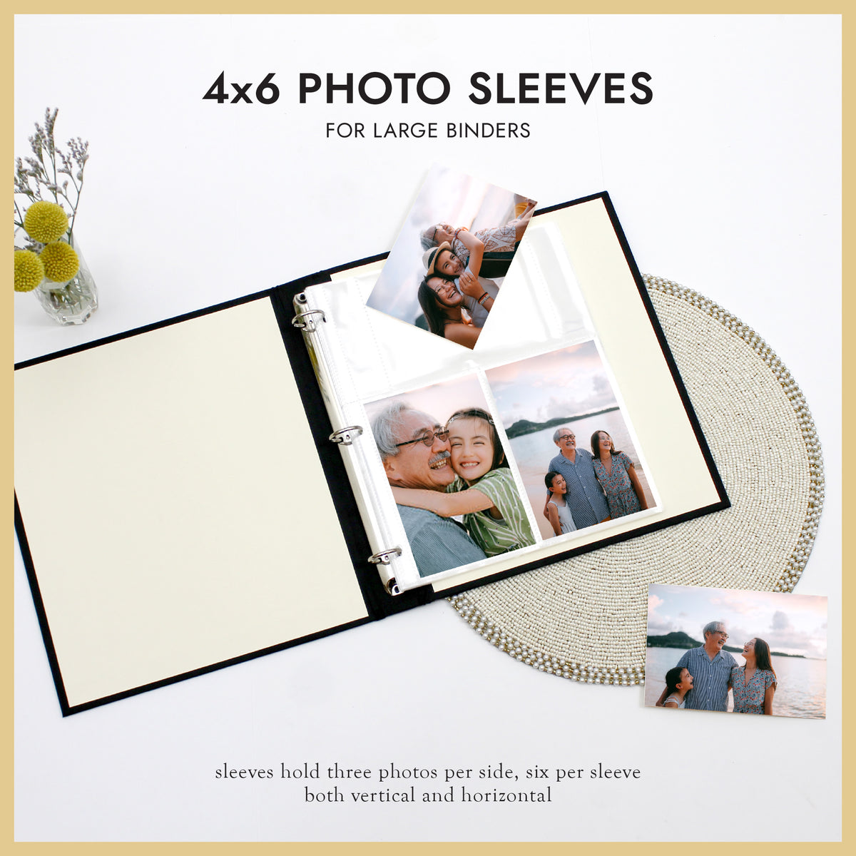 Large 3-Ring Clear Pocket Album Refill: 4x6