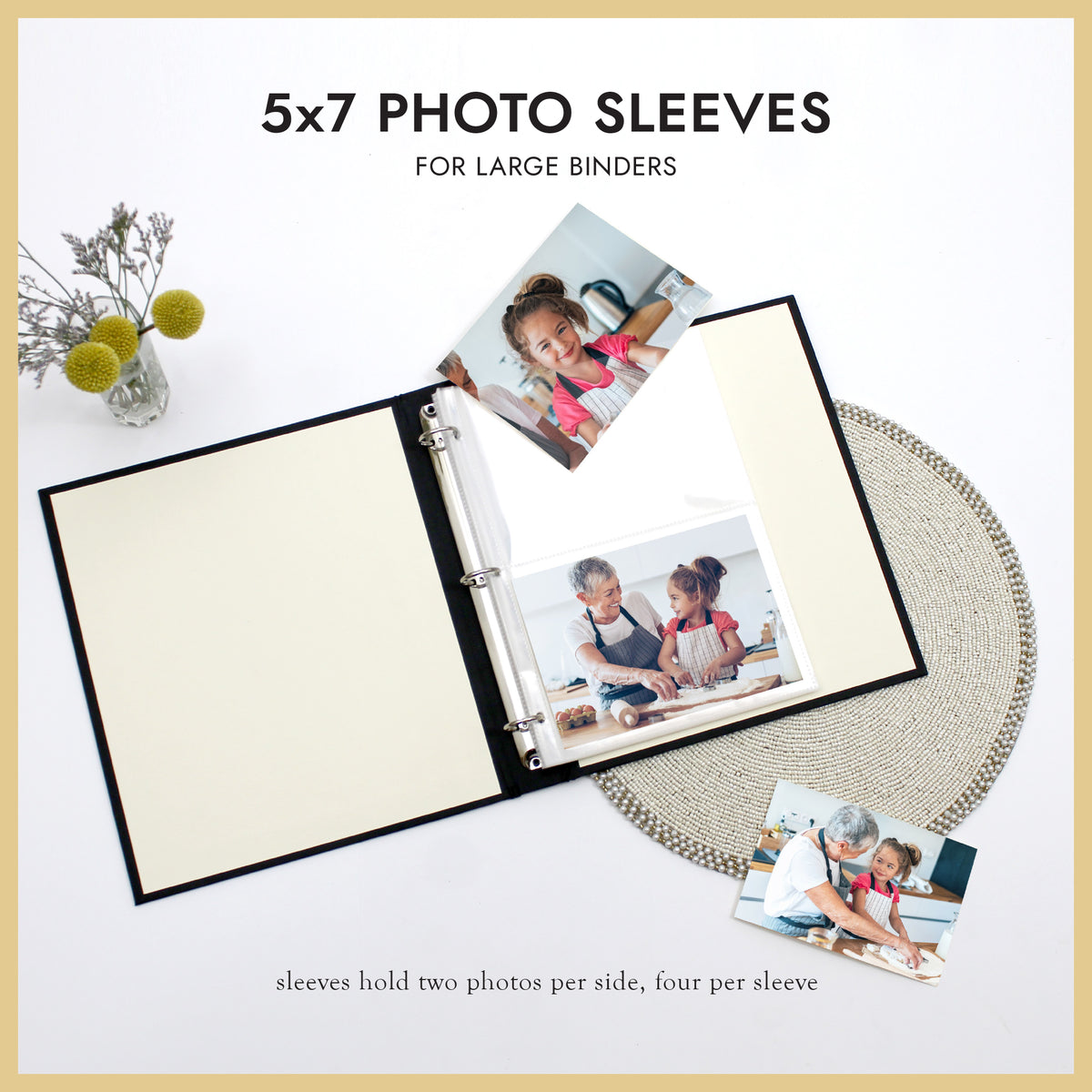 Large 3-Ring Clear Pocket Album Refill: 5x7
