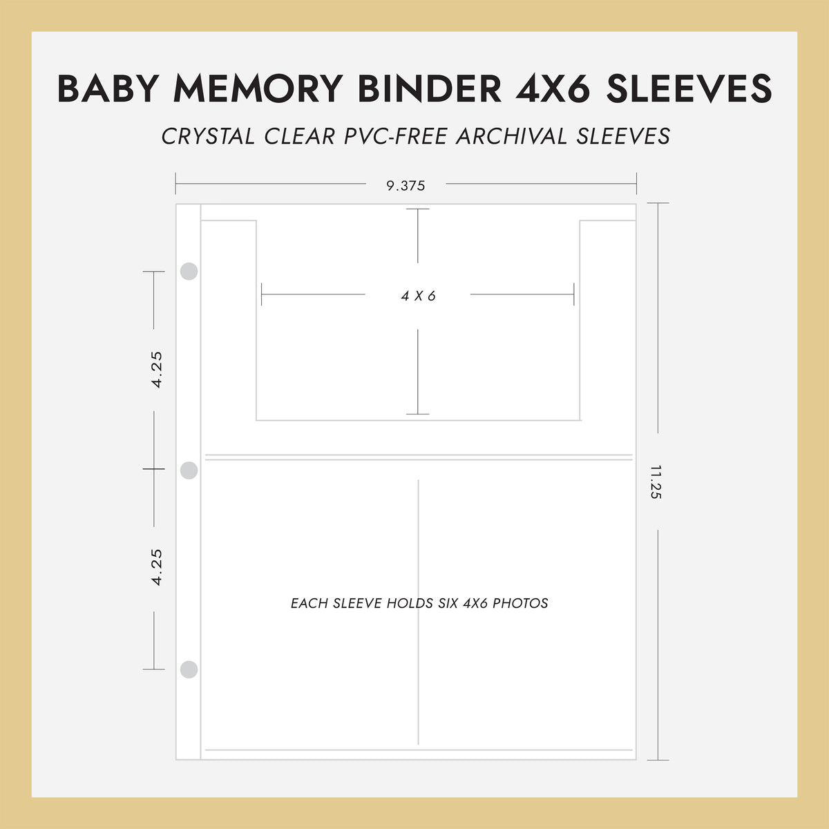 4x6 Baby Memory Binder Sleeves (for 4x6 Photos) Set Of 10