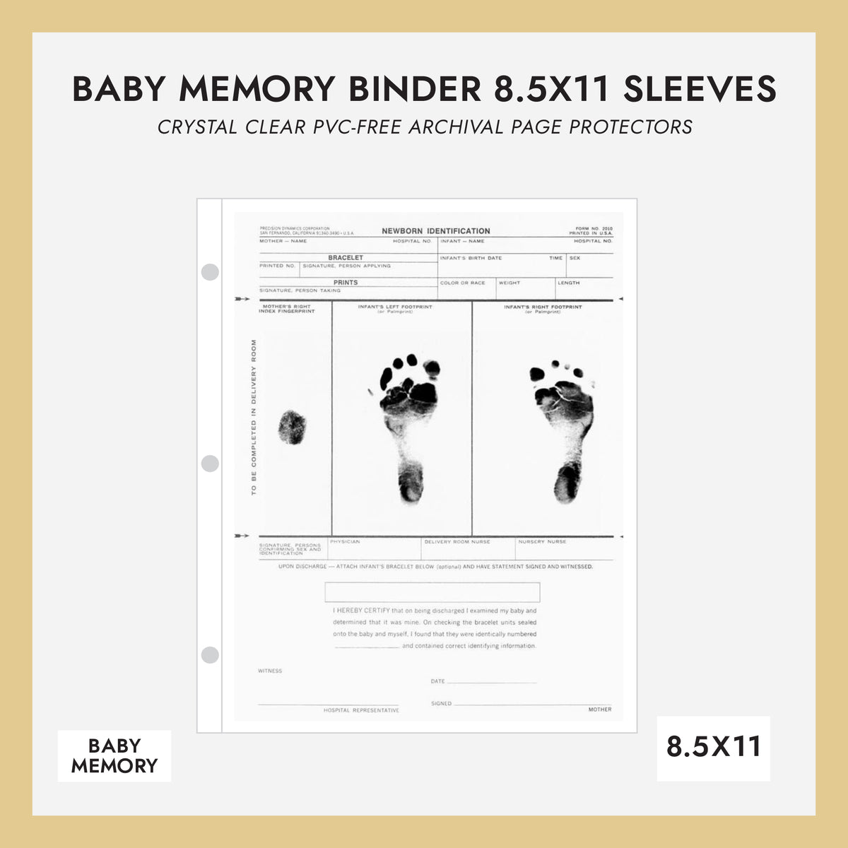 8.5 x 11 Baby Memory Binder Sheet Protectors (for 8.5 x 11 Documents) Set Of 10