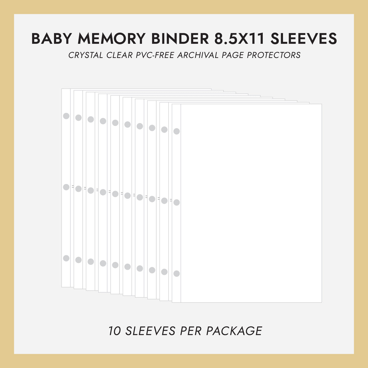 8.5 x 11 Baby Memory Binder Sheet Protectors (for 8.5 x 11 Documents) Set Of 10