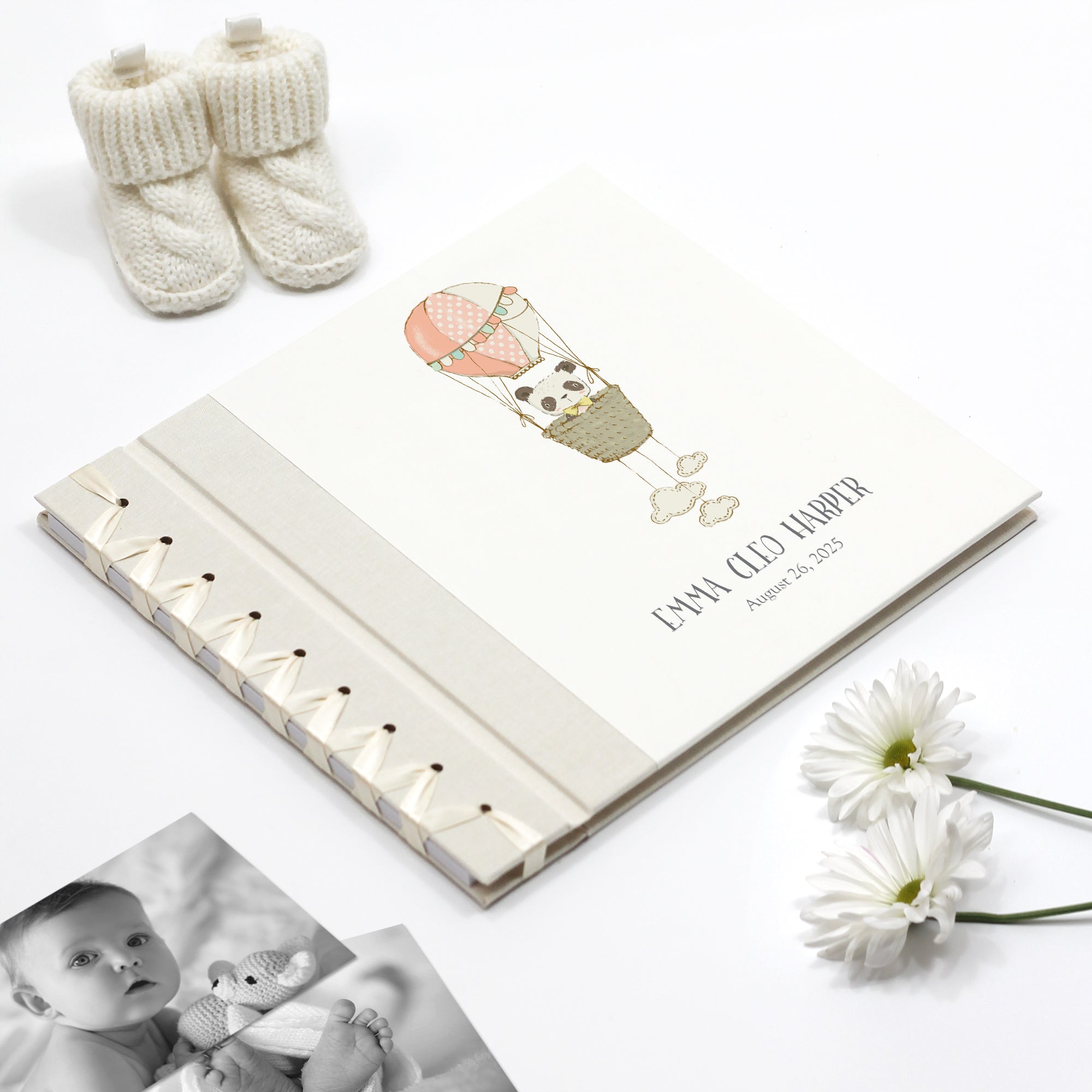 White Cotton Cards Grandparent's Boasting Book | Album Foto Fatto A Mano Per Nonni, Con Carrozzina E Bandierine Argentate, 32 Foto 6x4