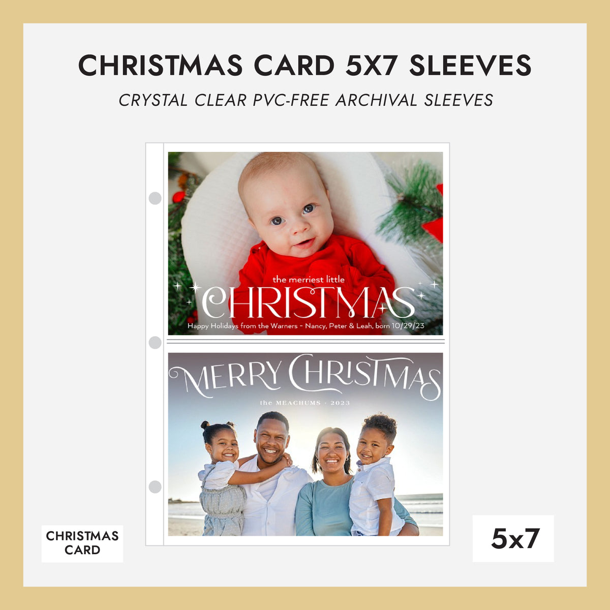 5x7 Christmas Card Album Sleeves (for 5x7 Cards) Set Of 10