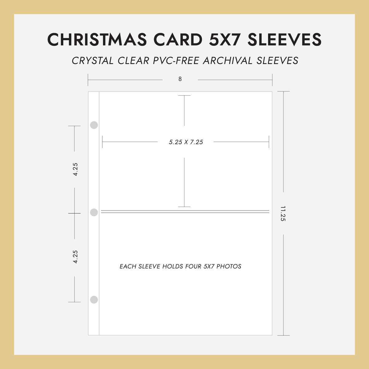 5x7 Christmas Card Album Sleeves (for 5x7 Cards) Set Of 10