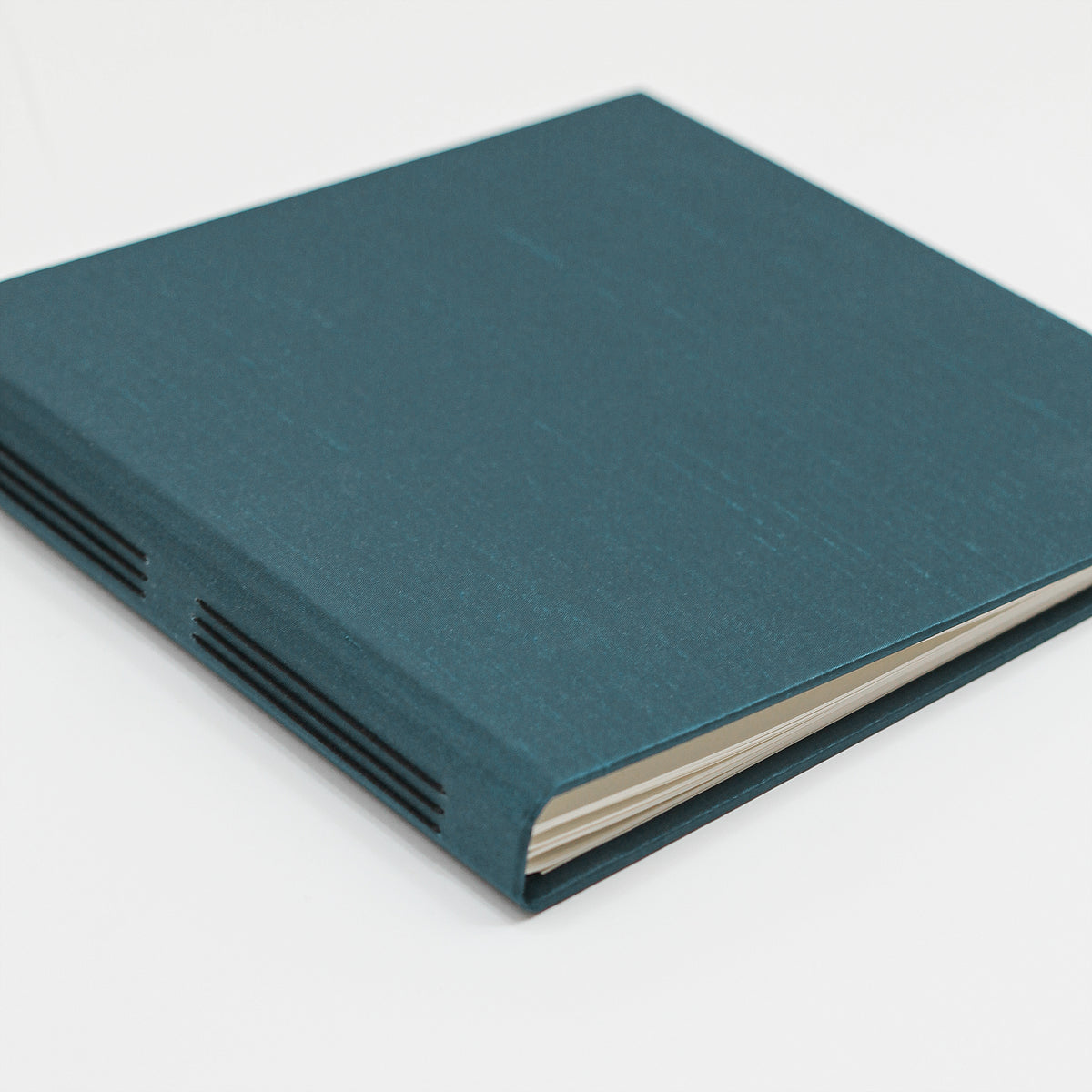 Event Guestbook Embossed with “Guests” with Teal Blue Silk Cover
