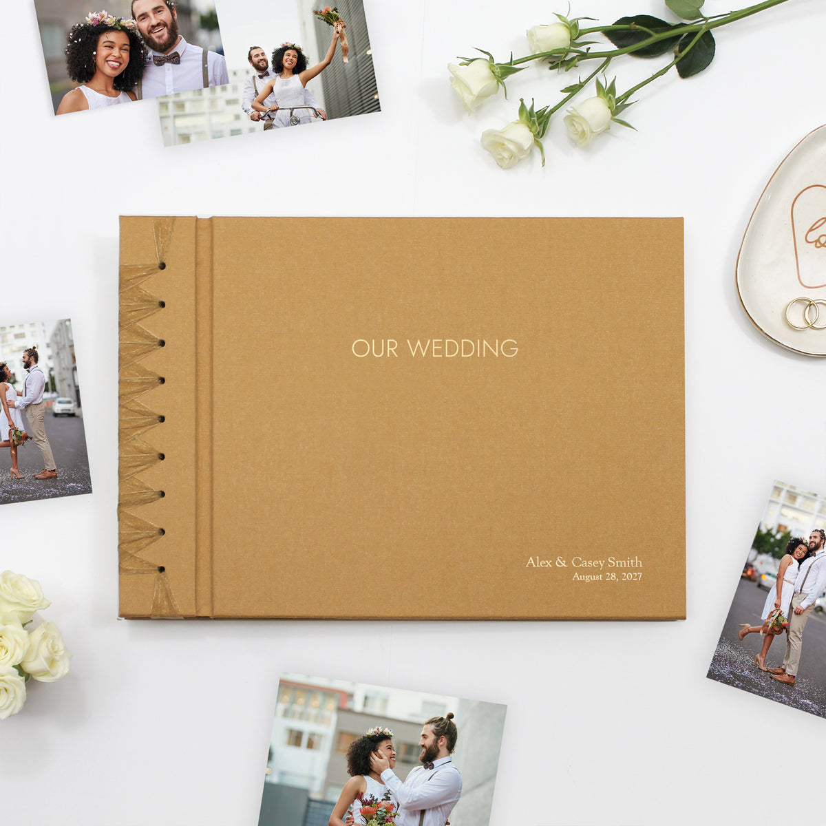 Wedding Album 10 x 15 | Antique Gold Silk