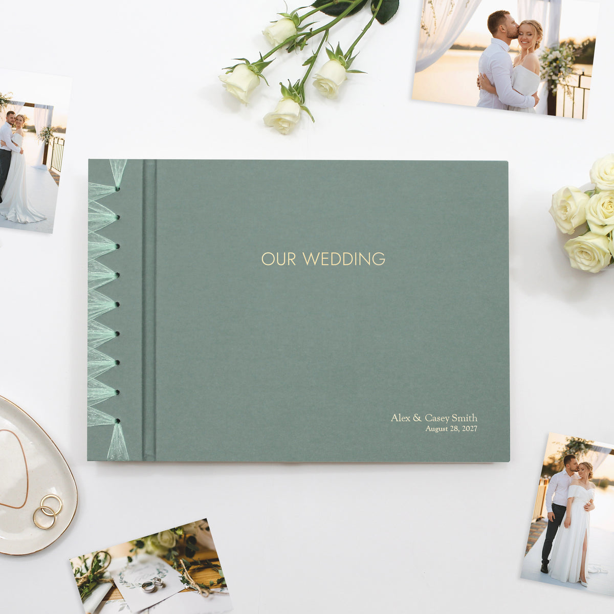 Wedding Album 10 x 15 | Jade Green Cotton