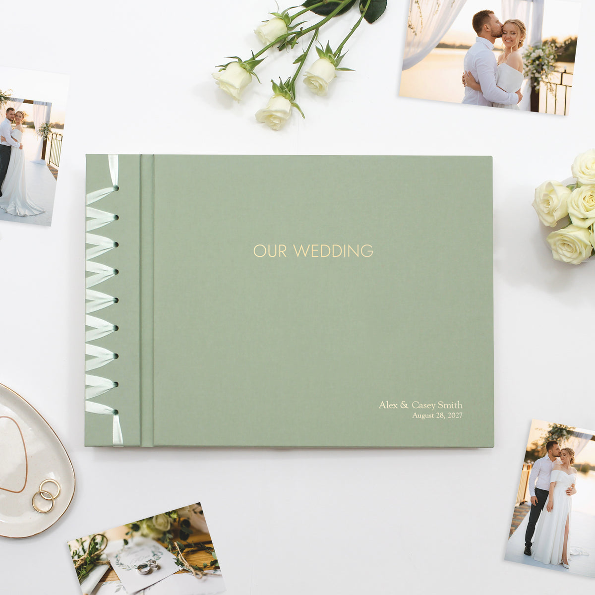 Wedding Album 10 x 15 | Sage Green Cotton