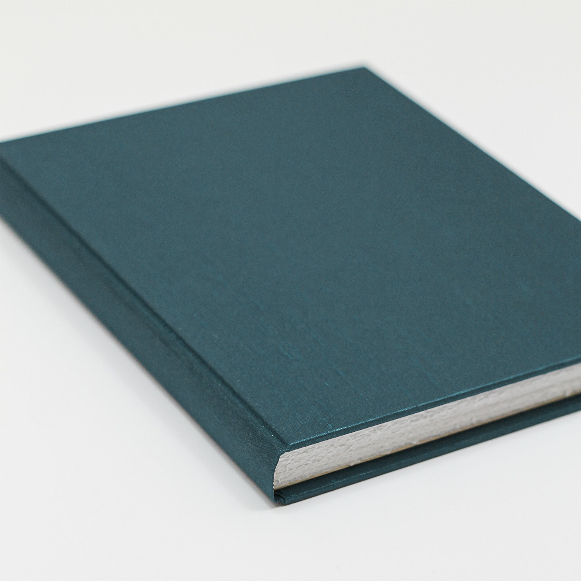 Large 8x10 Blank Page Journal, Cover: Teal Blue Silk