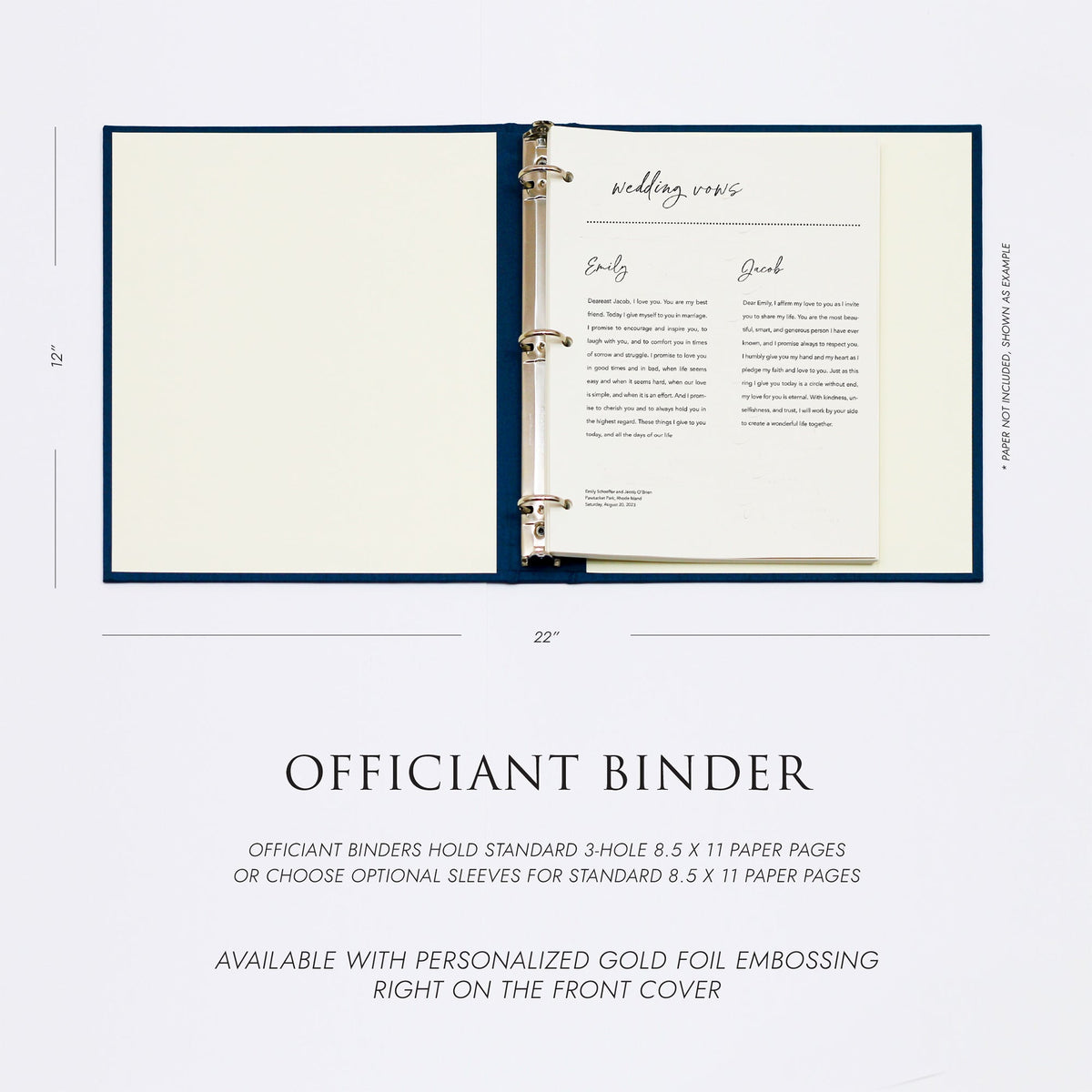 Officiant Binder with Celery Cotton Cover