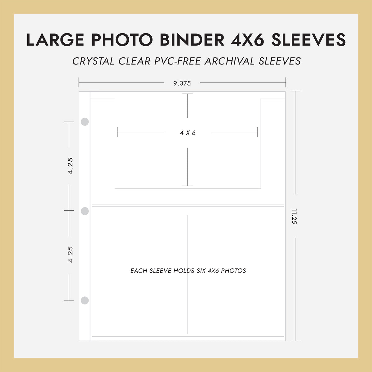 4x6 Large Photo Binder Sleeves (for 4x6 Photos) Set Of 10