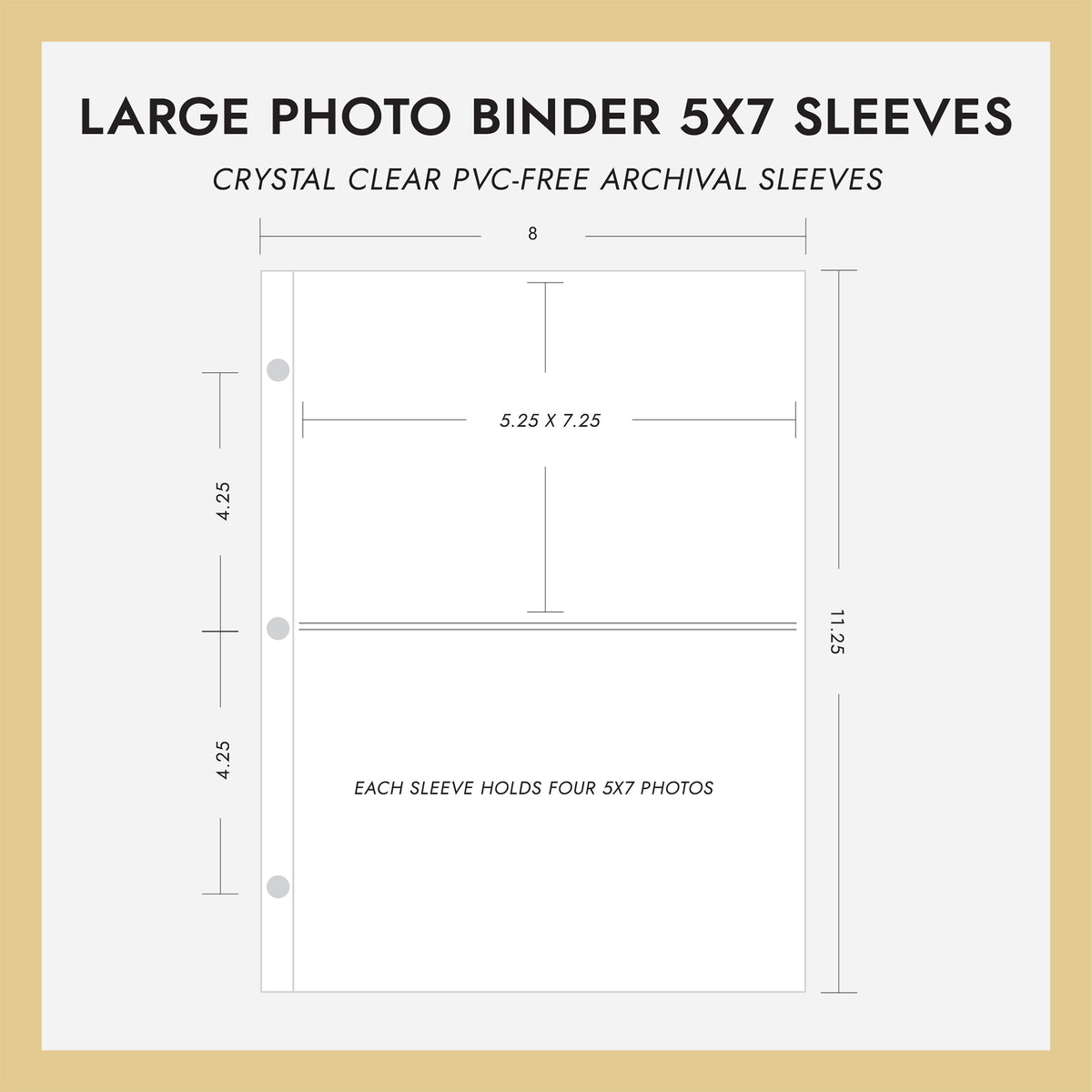 5x7 Large Photo Binder Refill Sleeves (Standard 5x7 Photos) Set Of 10