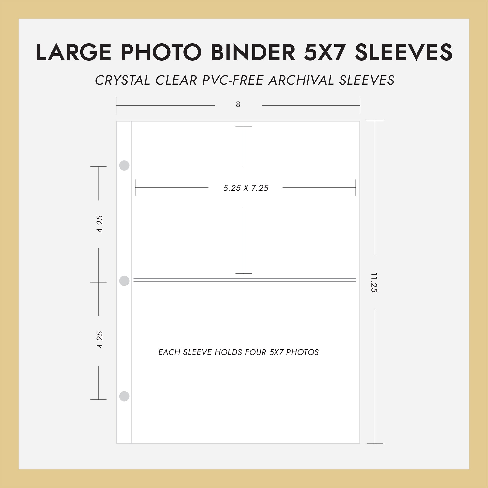 Large 3-Ring Clear Pocket Album Refill: 5x7