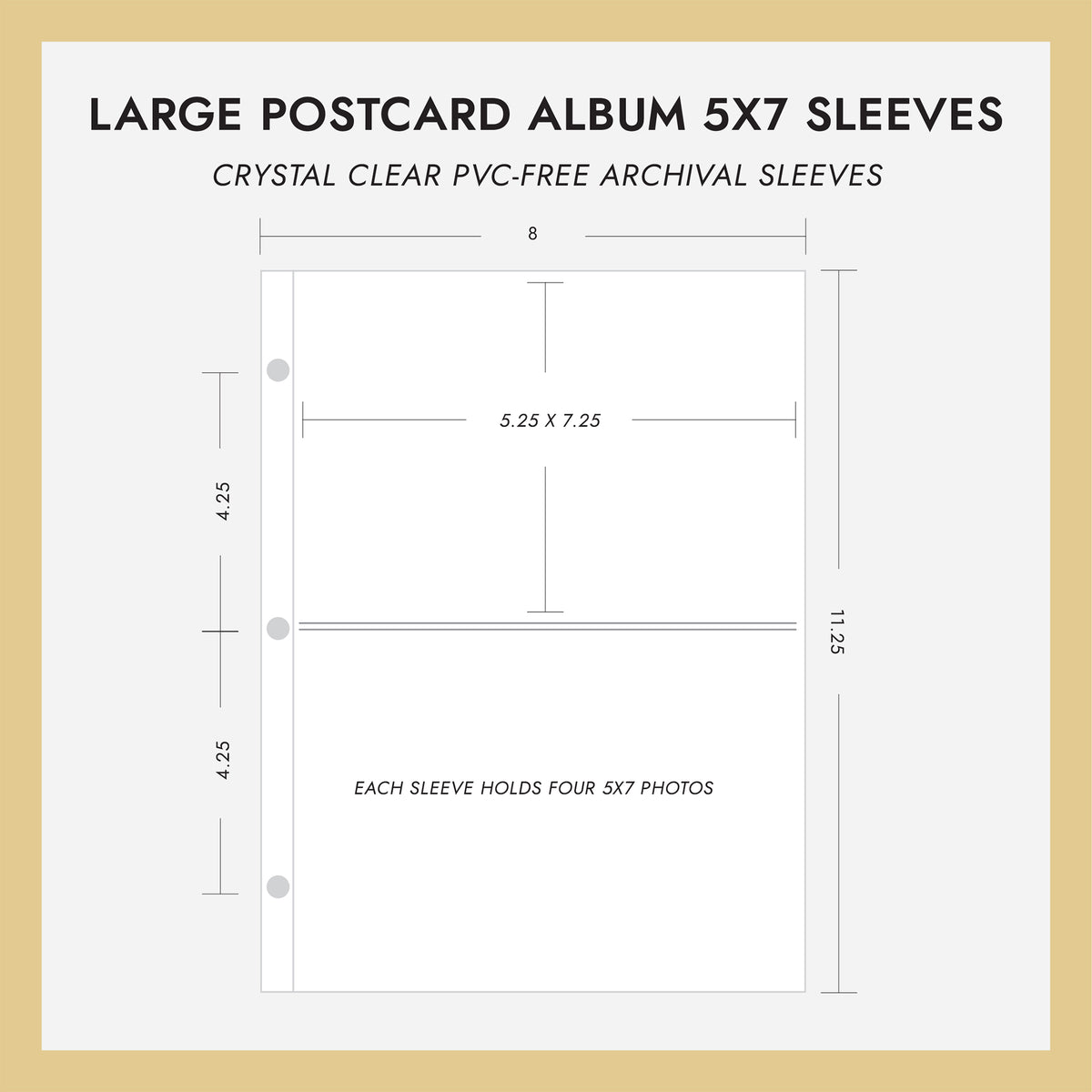 5x7 Large Postcard Album Sleeves (for 5x7 Postcards) Set Of 10