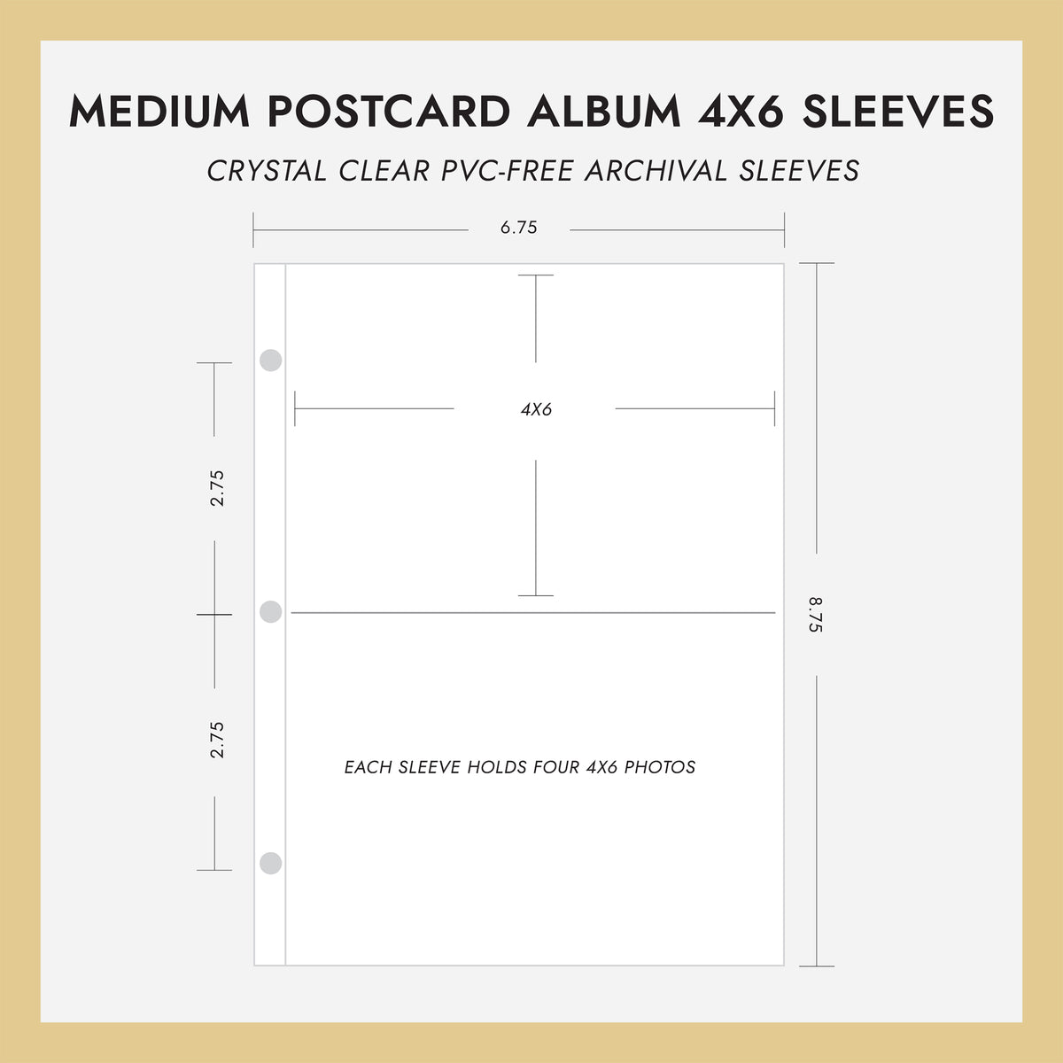 4x6 Medium Postcard Album Sleeves (for 4x6 Postcards) Set Of 10