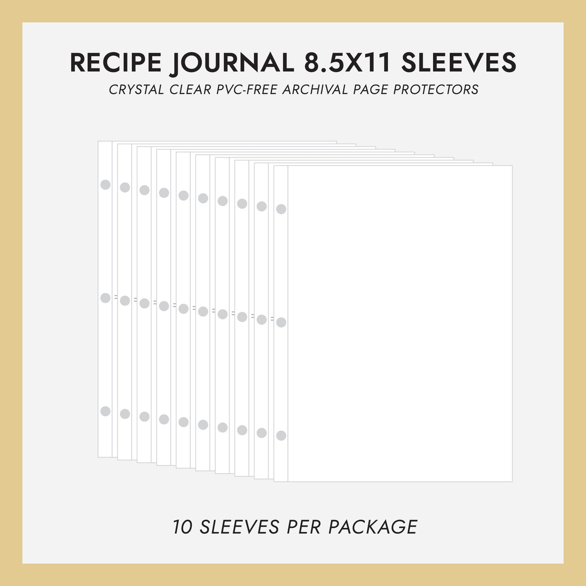 8.5x11 Recipe Journal Sheet Protectors (for 8.5 x 11 Documents) Set Of 10