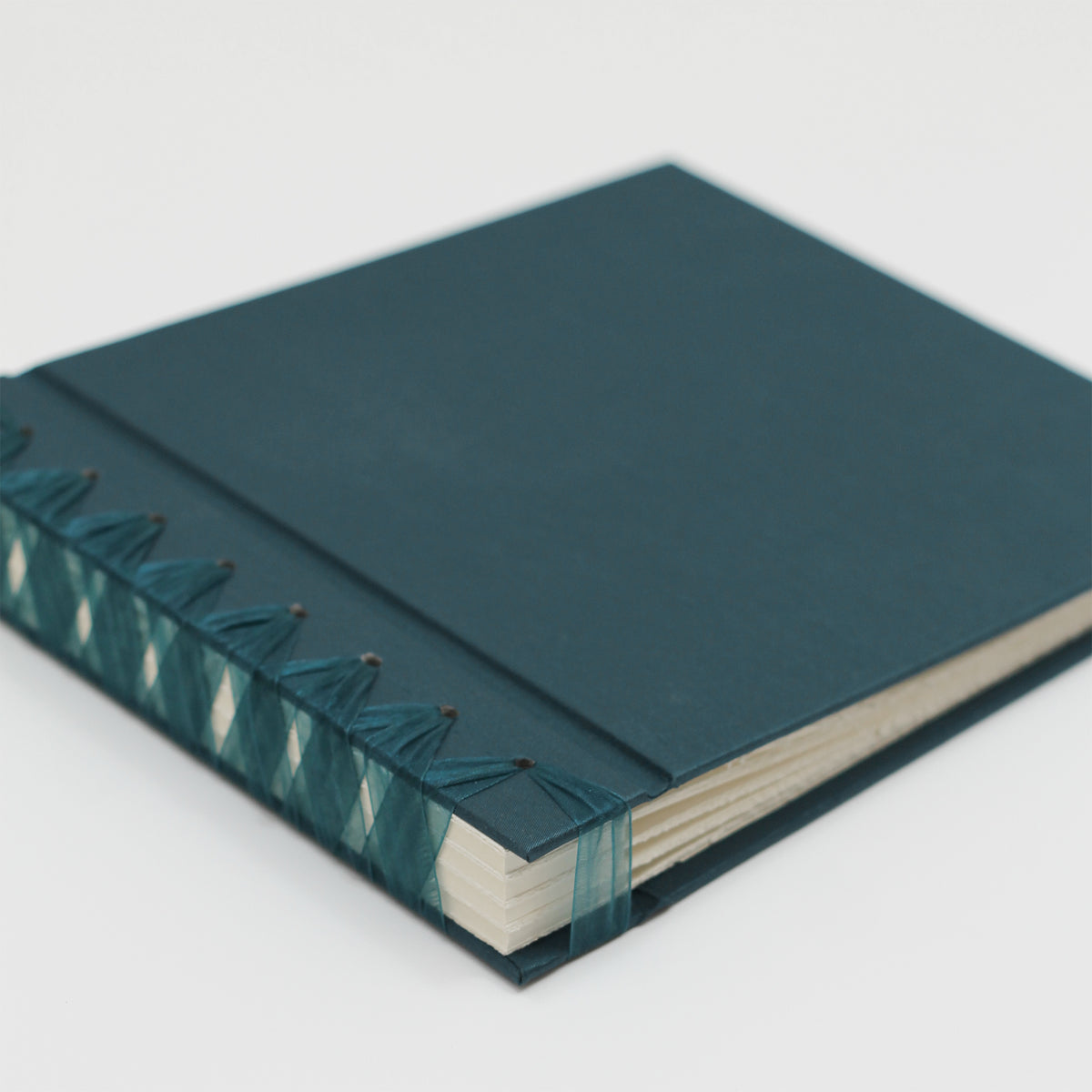 Small Paper Page Album with Teal Blue Silk Cover